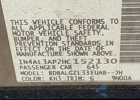 2017 Nissan Altima 2.5 S z USA, uszkodzony, nr VIN 1N4AL3AP2HC152130